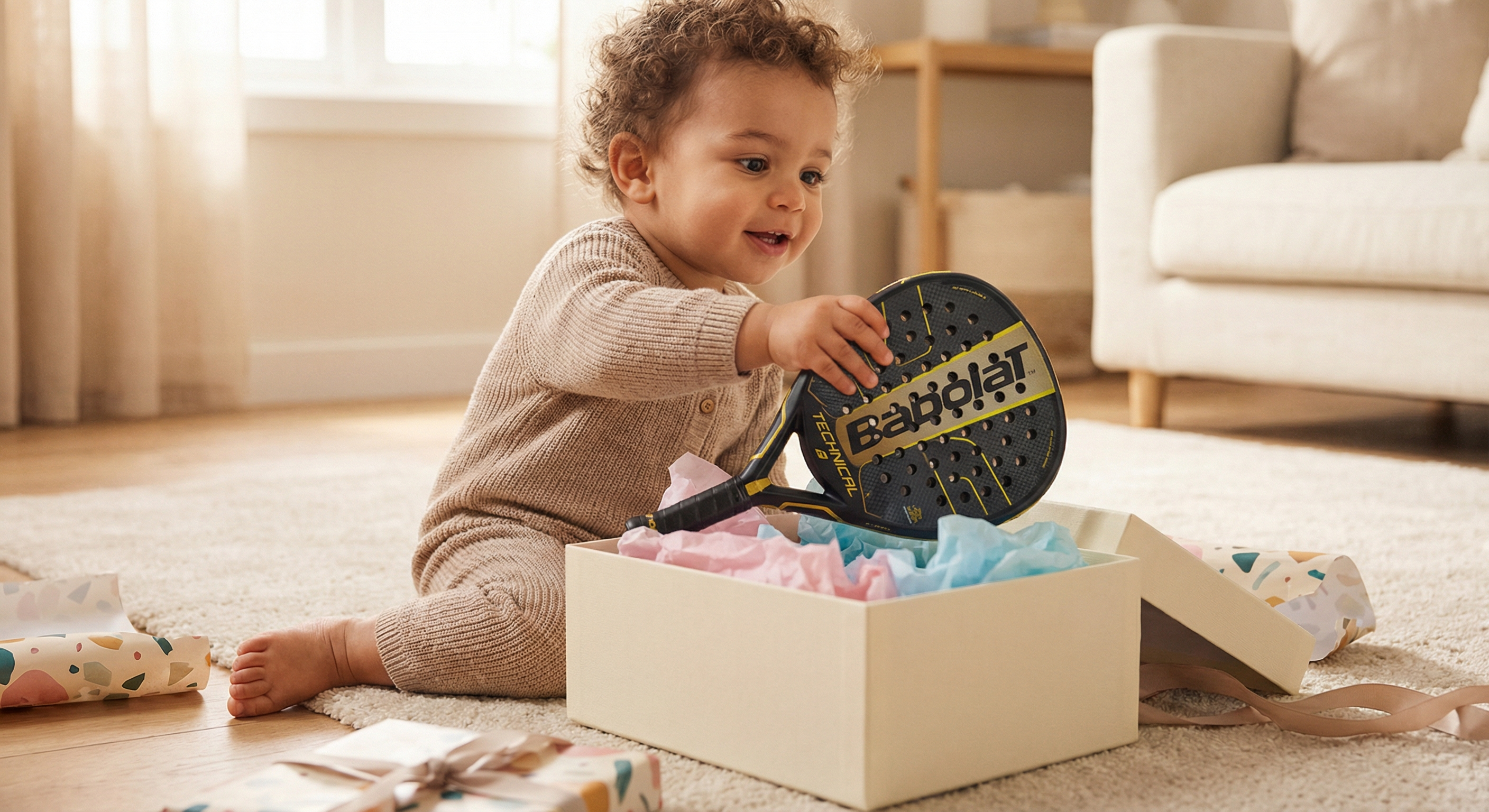 Unboxing a mini padel racket gift